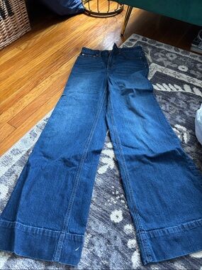 Wide Leg Dark Blue Denim Jeans